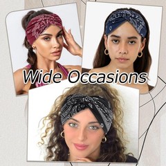ZUYASEZ 4 Pack Wide Headbands for Women Paisley Twist Hair Bands Stretchy Cro…