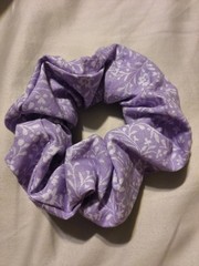 Large Scrunchie Cotton Fabric Light Purple with floral Print Scrunchies Hair Tie