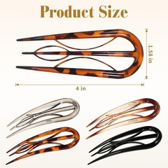 4PCS French Twist Hair Pins For Thin Hair Strong Hold 3 Teeth Durable Styling
