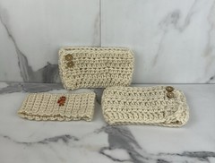Handmade Crochet Headband Ear Warmer Reindeer Button Accents Set of 3