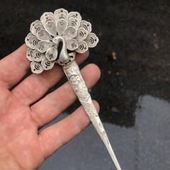 Retro China Antique Old Collection Woman Fashion Hairpin Gift Peacock Hairpin