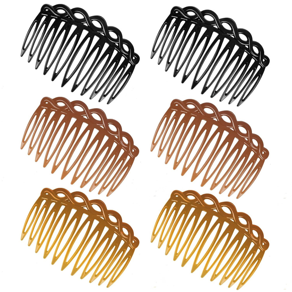 6 Pcs French Hair Side Combs, Women Hair Comb Accessories Plastic Twist Decorati