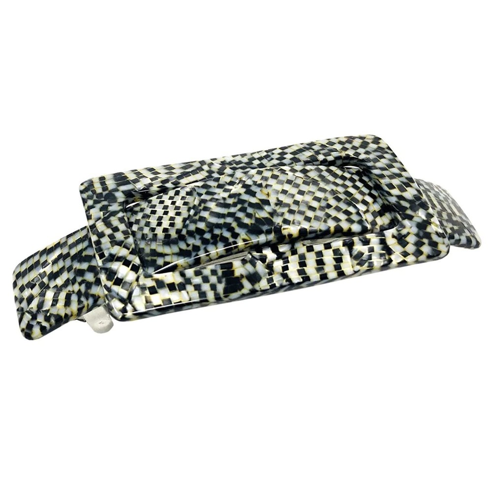 French Amie Buckle Rectangular 3.5″ Opera Handmade Hair Barrette Clip for Women