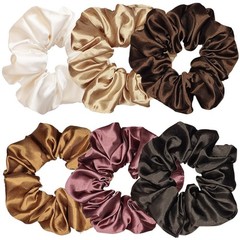 Satin Silk Hair Scrunchies 6 PCS Classic Colors Ponytail Holders 4.5 Inch