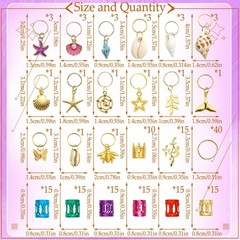 182Pcs Multicolor Seashell Hair Jewelry – Braids Cuffs, Rings, Dreadlock Charms