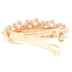 elegant wedding bridal Rose gold color metal hair barrette clip pearl & crystal