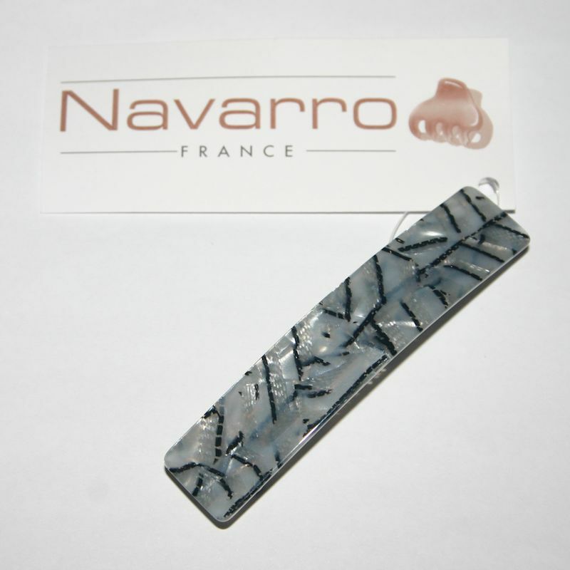Navarro French Barrette Long Slim Rectangular Patterned Clip Hand Made in France