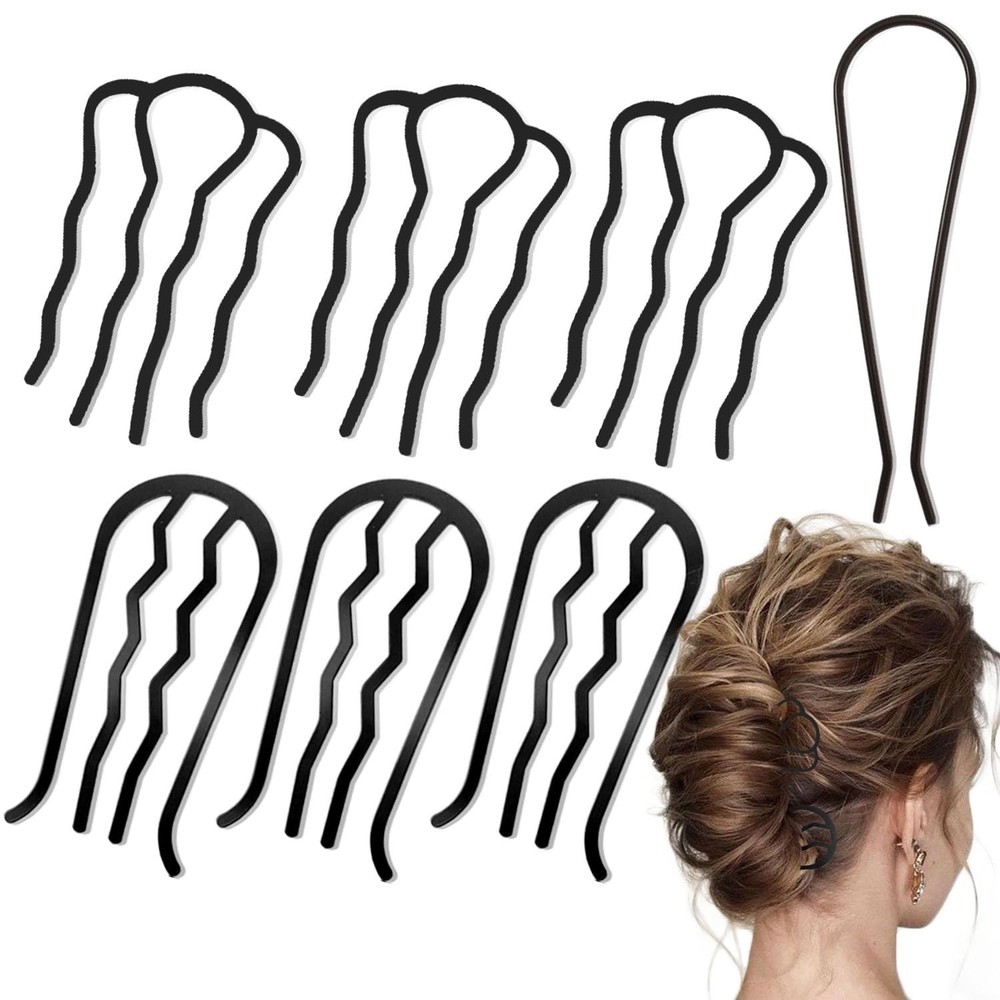 7 Pcs Metal Hair Side Combs Hair Fork Clip Teeth Hair Pin Stick for Updo Bun, U