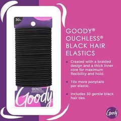 Goody Ouchless Elastic Hair Ties – 30 Ct, Black, 4MM Rubber Bands for Hair,—