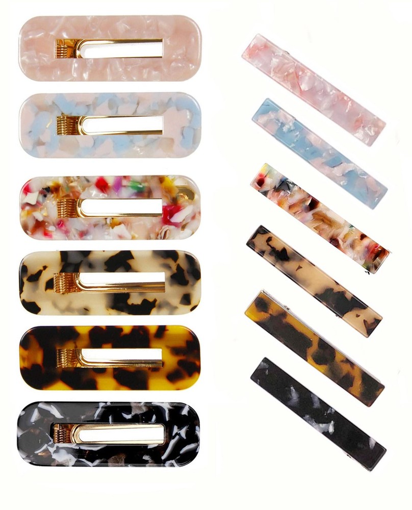 SINNKY 12PCS Acrylic Resin Hair Clips Geometric Alligator multicolor