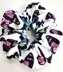 Handmade Women’s Scrunchies size XL White Snuggle Flannel Butterfly Print New
