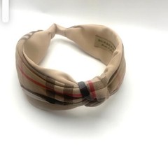 Burberry Signature Knotted Headband in Beige Nova Check