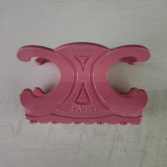 CELINE Paris Pink Plastic Hair Claw Clip Solid Logo Designer