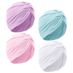 4 Pcs Stretchy Turban Head Wraps for Women Pre Tied Knot Turban Hats Sleep Ha…