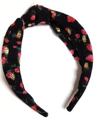 J.Crew Factory Floral Knotted Headband Black Regal Rose Fest Multi One Size NWT
