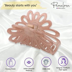 Parcelona French Plume Medium 3″ Celluloid Acetate Hair Claw for Women and Girls