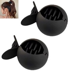 2 Pack Pony Tail Clip Creative Fish Claw 1 Count (Pack of 2), Black