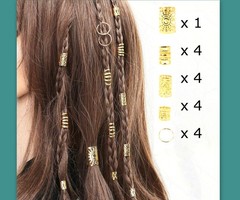 17 Braid Dreadlock Hair cuffs rings clip in Beads Adjustable jewelry DIY Dreads