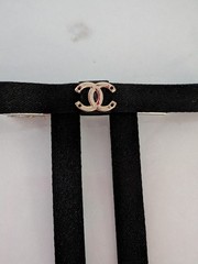 CHANEL VIP GIFT, Black Satin Ribbon Hair Clip