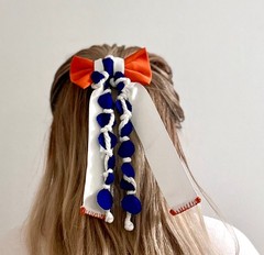 Artisanal Bow Accessory | Orange Blue White OOAK