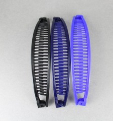 Black Blue Navy 3 banana hair clips comb claw teeth plastic 7″long around curve