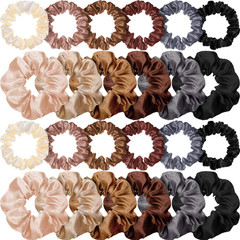 24 Pieces Satin Hair Scrunchies Bulk Silk Elastic Hair Bands Ropes Ponytail Hold