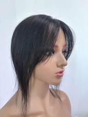 3.5″x5.5″ Seamless 100% Human Hair Topper Clip on 12″ Cover white/Thinning
