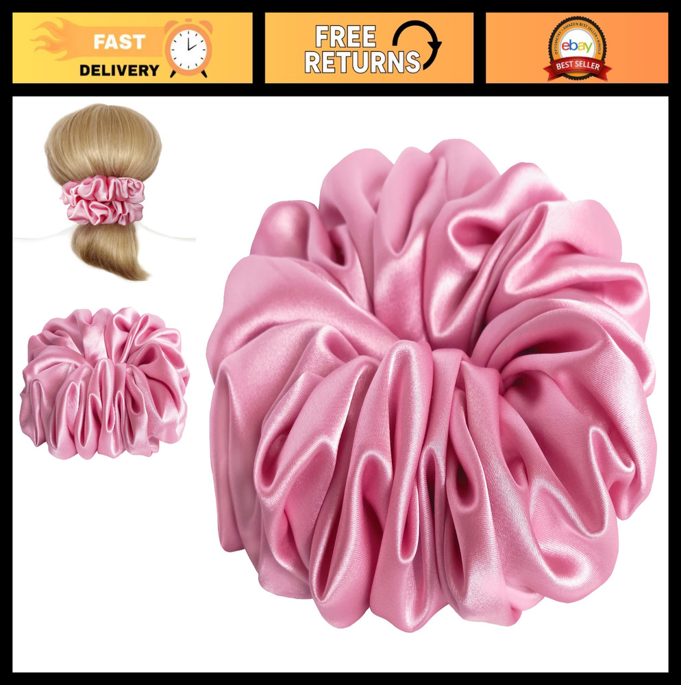 Handmade Stretch Satin Scrunchie – 30 Colors, 5.5″ Large Hair Accessory, Soft Po