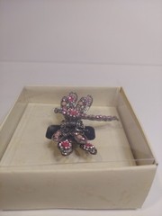 Pink Rhinestone Dragonfly Hair Claw Clip Silver Tone Filigree Wing Accessory