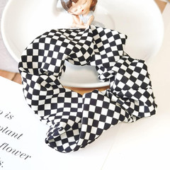 Checkered Plaid Hair Scrunchies Black White Checkerboard BW17 (Black White Plaid