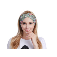 Paisley Flower Boho Twist Knot Bow Wide Cotton Stretch Headband Turban (Choose)