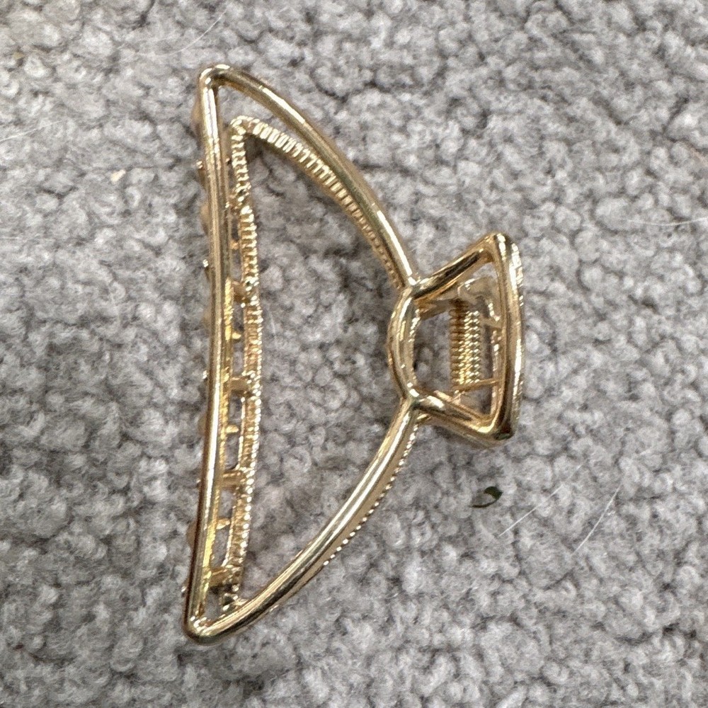 Gold Metal Triangle Hair Claw Clip Solid Pattern Women Teens Unisex
