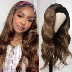 olimaruly Headband Wig Human Hair 18 inch Body Wave Ombre None Lace Front Wig Hi