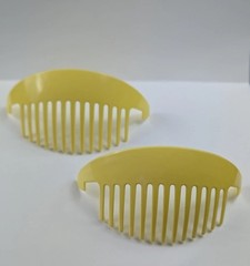 Vintage 1980s Tzers Newport Beach Plastic Hair Combs Bright Yellow NOS