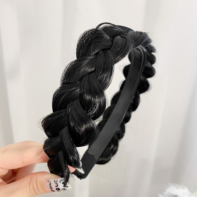 Wide Messy Braided Headband With Teeth Synthetic Hair Plaited Headband for Girls