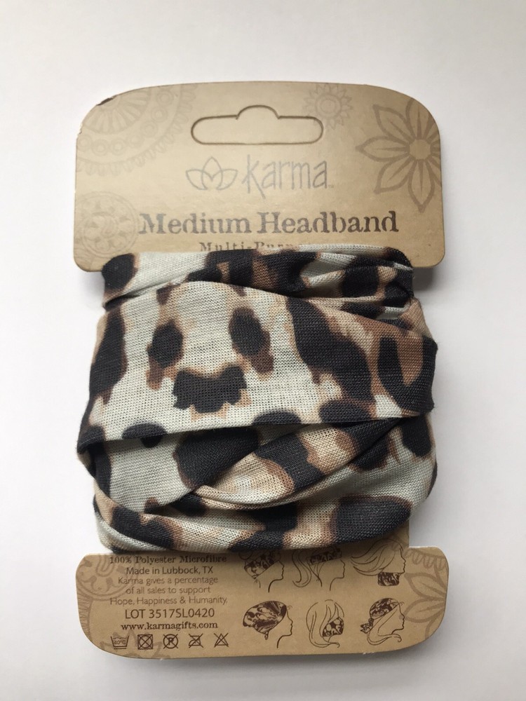 BROWN LEOPARD medium headband by Karma Gifts boho bandeau natural life cat full