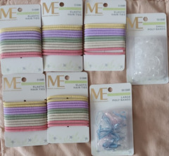 Elastic Hair Ties Poly Rubber Bands Lot Multicolor Small Large Garden Collection