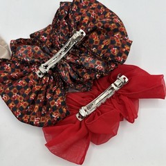 Vintage 90s Bow Hair Spring Clip Barrettes Lot of 6 Floral Satin Multi Chiffon