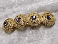 Sparkling Purple Rhinestone Gold Swirl Hair Barrette Clip 3 1/2 In