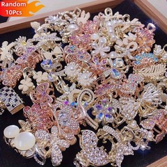 Bulk 10Pcs Assorted Rhinestone Flower Hair Claws Elegant Party Hair Pins Gift