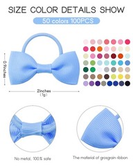 Jollybows 100PCS 2 Inches Baby Girls Hair Bows Ties Mini Boutique Elastic Hair