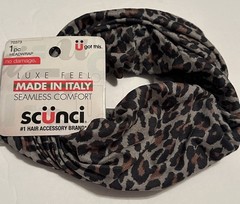 SCUNCI One Piece Gray & Brown Leopard Print Headwrap Seamless Comfort Luxe Feel