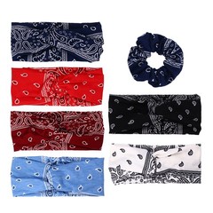 7pcs Women’s Twist Knotted Stretch Headband Wide Hair Band Set for Yoga Fitness