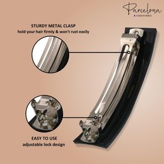 Parcelona French Rectangular Bar Large Celluloid Acetate Hair Barrette for Women