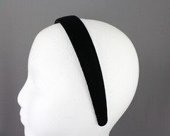 Black velvet headband soft velour hair band accessory 1″ wide plain classic