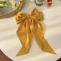 11 Solid Color Satin Ribbon Big Bows Hairpin Spring Clips Hair Accessories for