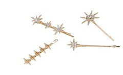 NWT Time and Tru Gold Rhinestone Star Hair Pins Set 4pc Bobby Pins Sparkle