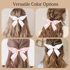 2 Pack Hair Bows with Angel Wings – Large 1 Count (Pack of 2), pink and white