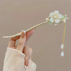 1pc Elegant Chinese Tassel Hairpin: Floral Alloy Hair Stick for Women – NEW