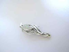 Small white oval stone metal alligator hair clip fine thin hair
